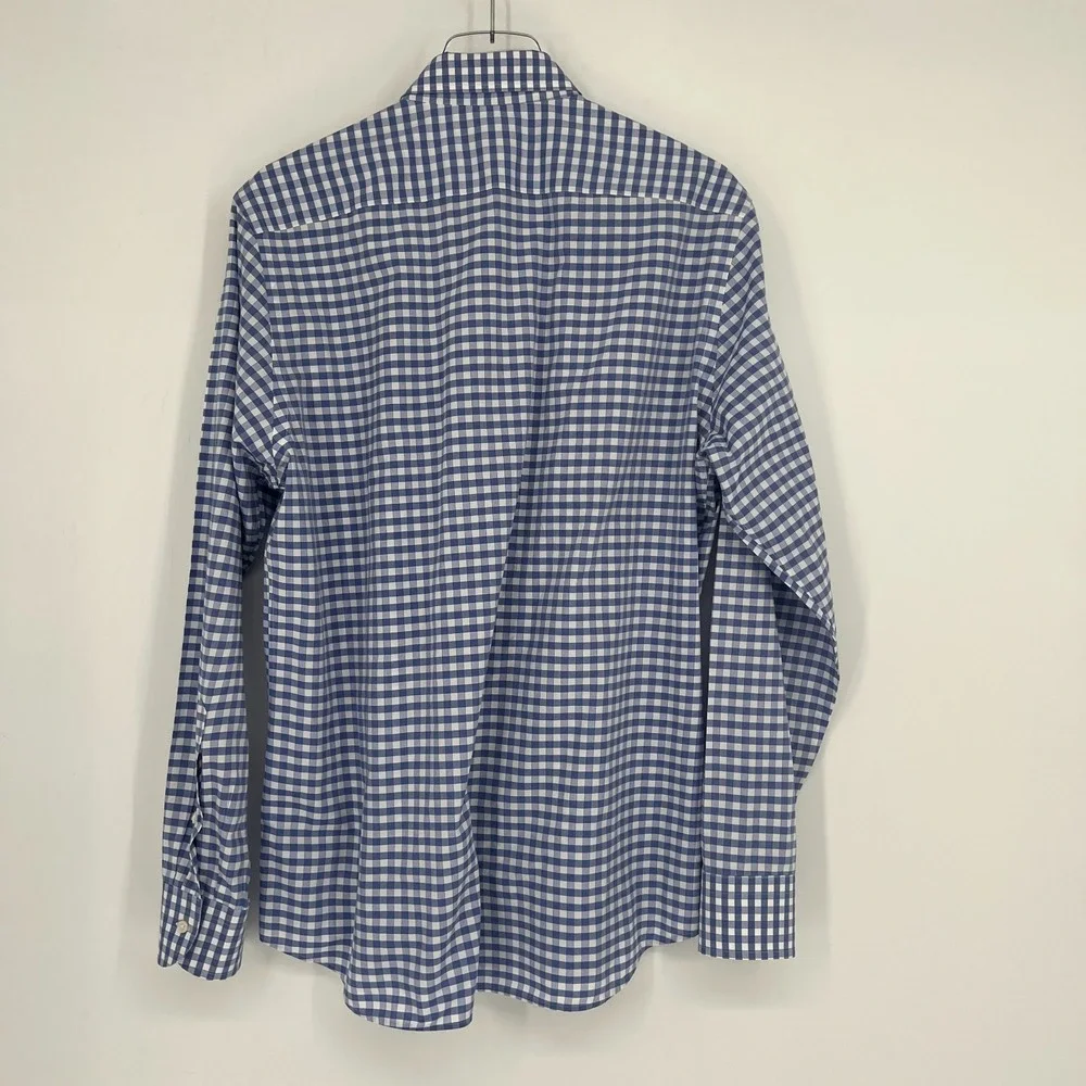 Davide Cenci Shirt Mens‎ 42 / 16.5 Plaid Blue Career Suiting Checkered Cotton